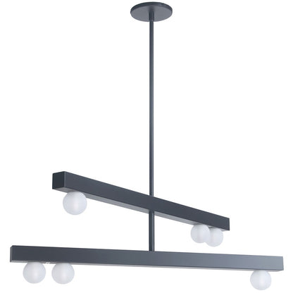 Dainolite Raleigh 30in 6-Light Chandelier | Modern Matte Black and White Glass | Kitchen & Dining Room | 30 x 30 x 10 in | Model RAL-306C-MB
