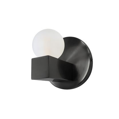 Dainolite Raleigh 1-Light Vanity Light | Modern Matte Black and White Glass | Bathroom & Powder Room | 3 x 3 x 4 in | Model RAL-41W-MB