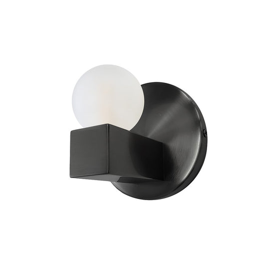 Dainolite Raleigh 1-Light Vanity Light | Modern Matte Black and White Glass | Bathroom & Powder Room | 3 x 3 x 4 in | Model RAL-41W-MB