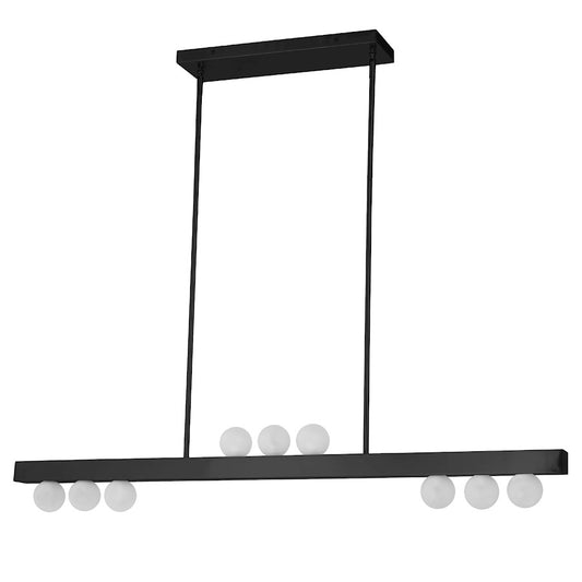 Dainolite Raleigh 42in 9-Light Linear Pendant | Modern Matte Black and White Glass | Kitchen Island & Dining Room | 42 x 2 x 6 in | Model RAL-429HP-MB