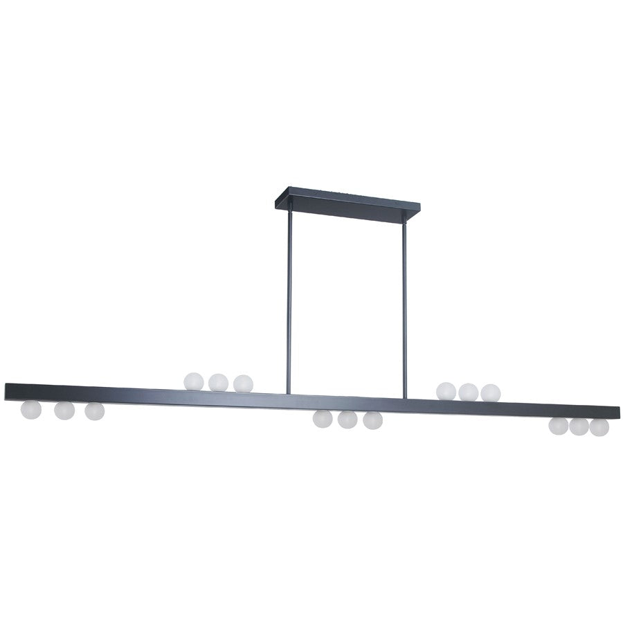 Dainolite Raleigh 72in 15-Light Linear Pendant | Modern Matte Black and White Glass | Kitchen Island & Dining Room | Model RAL-7215HP-MB