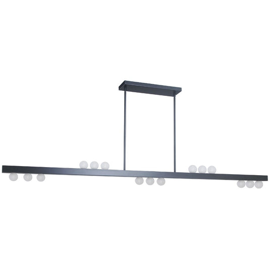 Dainolite Raleigh 72in 15-Light Linear Pendant | Modern Matte Black and White Glass | Kitchen Island & Dining Room | Model RAL-7215HP-MB