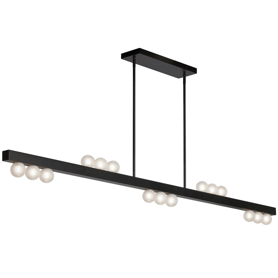 Dainolite Raleigh 72in 15-Light Linear Pendant | Modern Matte Black and White Glass | Kitchen Island & Dining Room | Model RAL-7215HP-MB