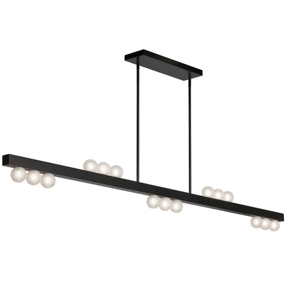 Dainolite Raleigh 72in 15-Light Linear Pendant | Modern Matte Black and White Glass | Kitchen Island & Dining Room | Model RAL-7215HP-MB