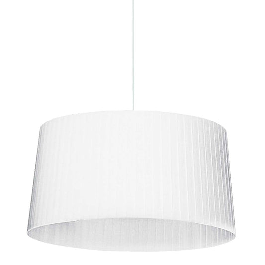 Dainolite Ramira 24in 1-Light Pendant | Transitional Matte White and White Ribbon Shade | Entryway & Hallway | 24 x 24 x 12 in | Model RAM-241P-MW-WH