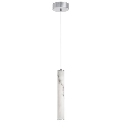 Dainolite Reuben 12in 1-Light LED Pendant | Contemporary Polished Chrome and White Faux Alabaster | Kitchen Island & Dining | Model RBN-1210P-PC-ALB