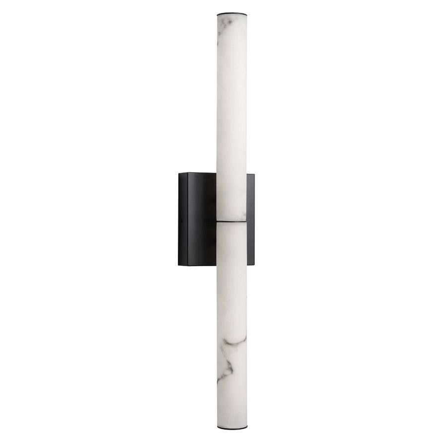 Dainolite Reuben 24in 1-Light LED Wall Sconce | Contemporary Matte Black and White Faux Alabaster | Bedroom & Powder Room | Model RBN-2420W-MB-ALB