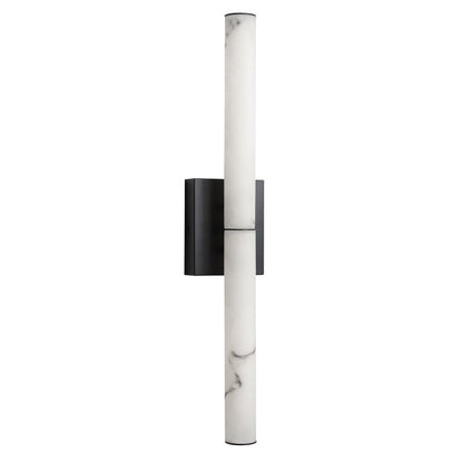 Dainolite Reuben 24in 1-Light LED Wall Sconce | Contemporary Matte Black and White Faux Alabaster | Bedroom & Powder Room | Model RBN-2420W-MB-ALB
