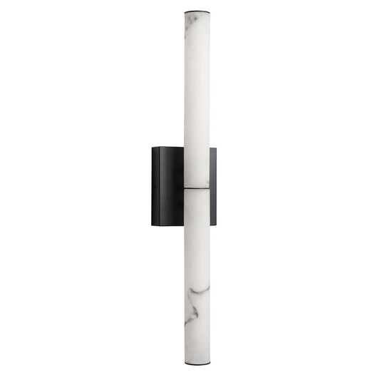 Dainolite Reuben 24in 1-Light LED Wall Sconce | Contemporary Matte Black and White Faux Alabaster | Bedroom & Powder Room | Model RBN-2420W-MB-ALB