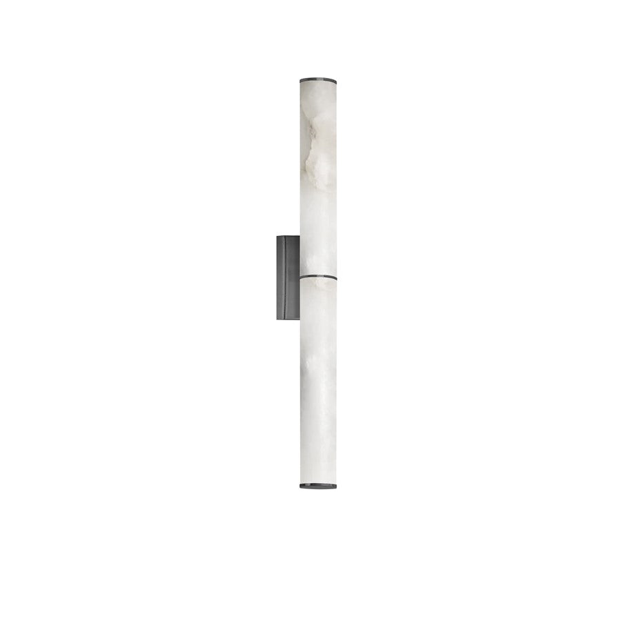 Dainolite Reuben 24in 1-Light LED Wall Sconce | Contemporary Matte Black and White Faux Alabaster | Bedroom & Powder Room | Model RBN-2420W-MB-ALB