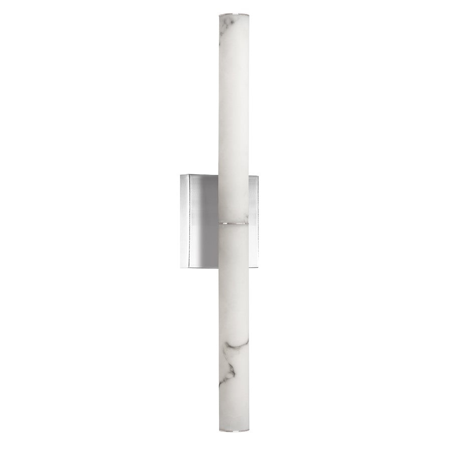 Dainolite Reuben 24in 1-Light Wall Sconce | Contemporary Polished Chrome and White Faux Alabaster | Bathroom & Powder Room | Model RBN-2420W-PC-ALB