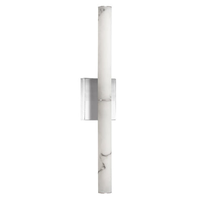Dainolite Reuben 24in 1-Light Wall Sconce | Contemporary Polished Chrome and White Faux Alabaster | Bathroom & Powder Room | Model RBN-2420W-PC-ALB