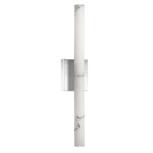Dainolite Reuben 24in 1-Light Wall Sconce | Contemporary Polished Chrome and White Faux Alabaster | Bathroom & Powder Room | Model RBN-2420W-PC-ALB