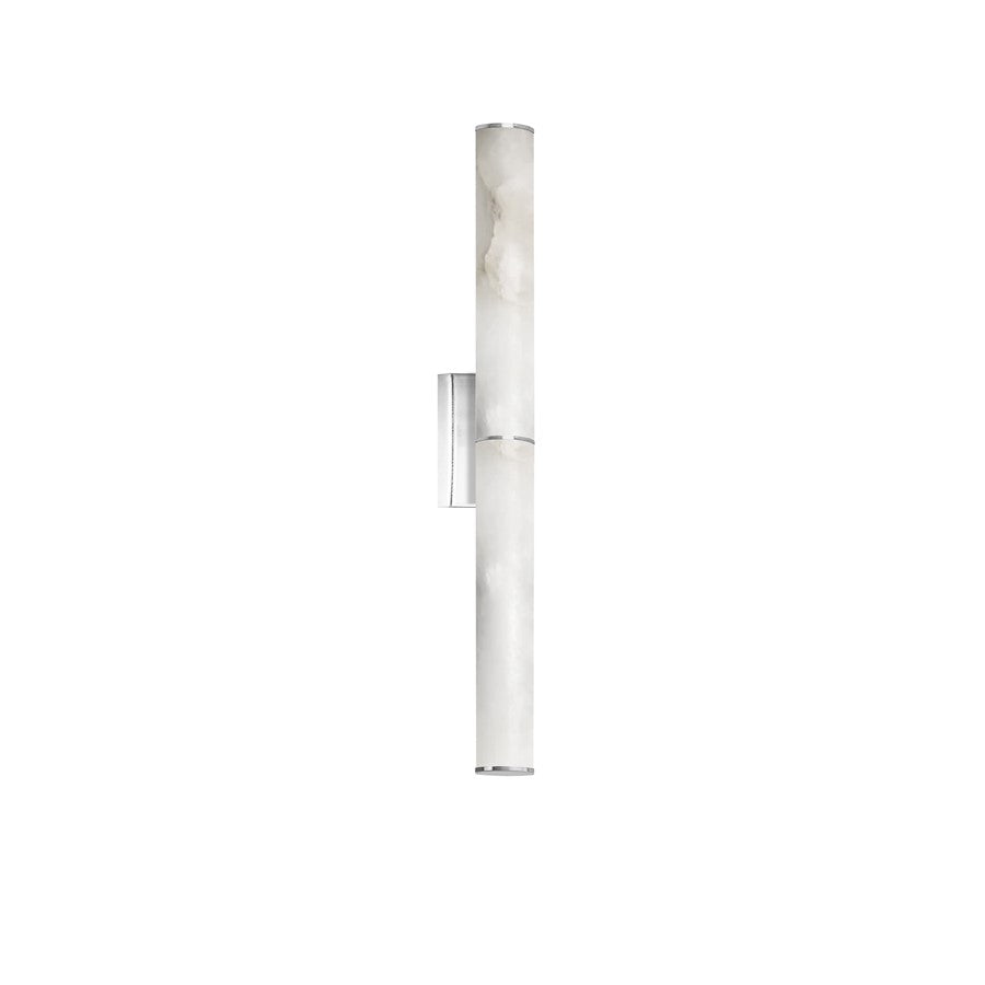 Dainolite Reuben 24in 1-Light Wall Sconce | Contemporary Polished Chrome and White Faux Alabaster | Bathroom & Powder Room | Model RBN-2420W-PC-ALB