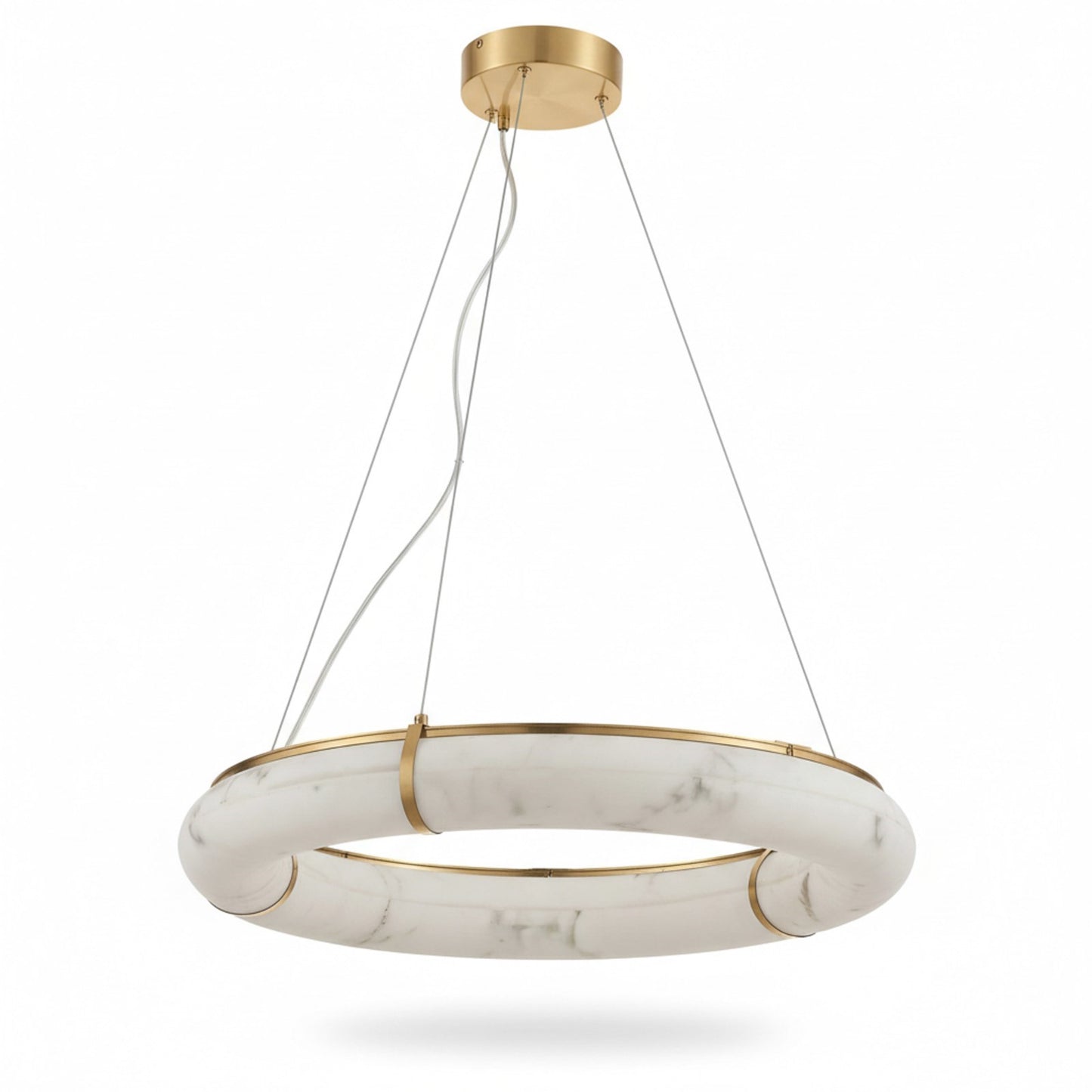 Dainolite Reuben 27in 1-Light LED Pendant | Contemporary Aged Brass and Faux Alabaster Acrylic | Dining Room & Living Room | Model RBN-2768LEDP-AGB-ALB