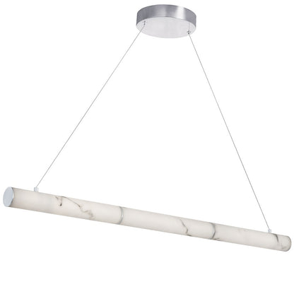 Dainolite Reuben 40in 1-Light Linear Pendant | Contemporary Polished Chrome and White Faux Alabaster | Kitchen Island | Model RBN-4030HP-PC-ALB