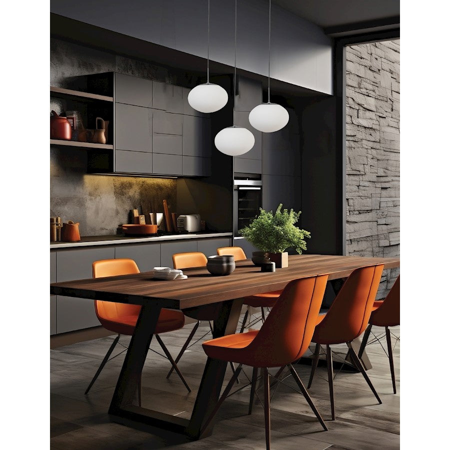 Dainolite Rachel 32in 3-Light Pendant | Contemporary Matte Black and White Glass | Kitchen Island & Dining Room | 32 x 32 x 12 in | Model RCL-323P-MB