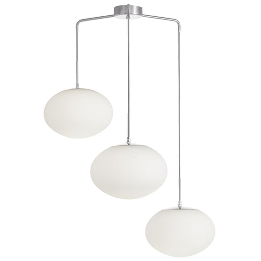 Dainolite Rachel 32in 3-Light Pendant | Contemporary Polished Chrome and White Glass | Kitchen Island & Dining Room | Model RCL-323P-PC
