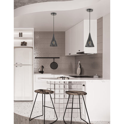 Dainolite Rebecca 7in 1-Light Pendant | Transitional Matte Black Metal | Kitchen Island & Dinette | 7 x 7 x 10.5 in | Model REB-71P-MB
