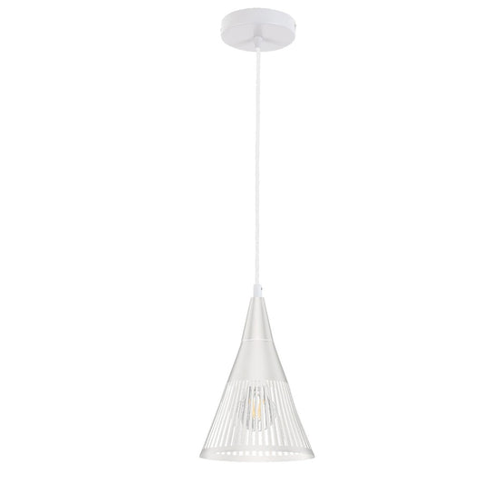 Dainolite Rebecca 7in 1-Light Pendant | Transitional Matte White Metal | Kitchen Island & Dinette | 7 x 7 x 10.5 in | Model REB-71P-MW