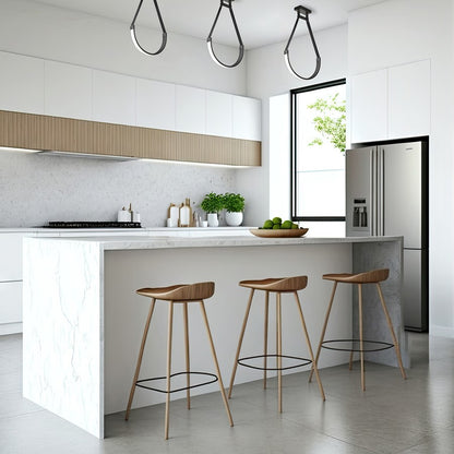 Dainolite Regan 24in 1-Light LED Pendant | Contemporary Matte Black and Black Faux Leather | Kitchen Island & Dining Room | Model REG-241LEDP-MB