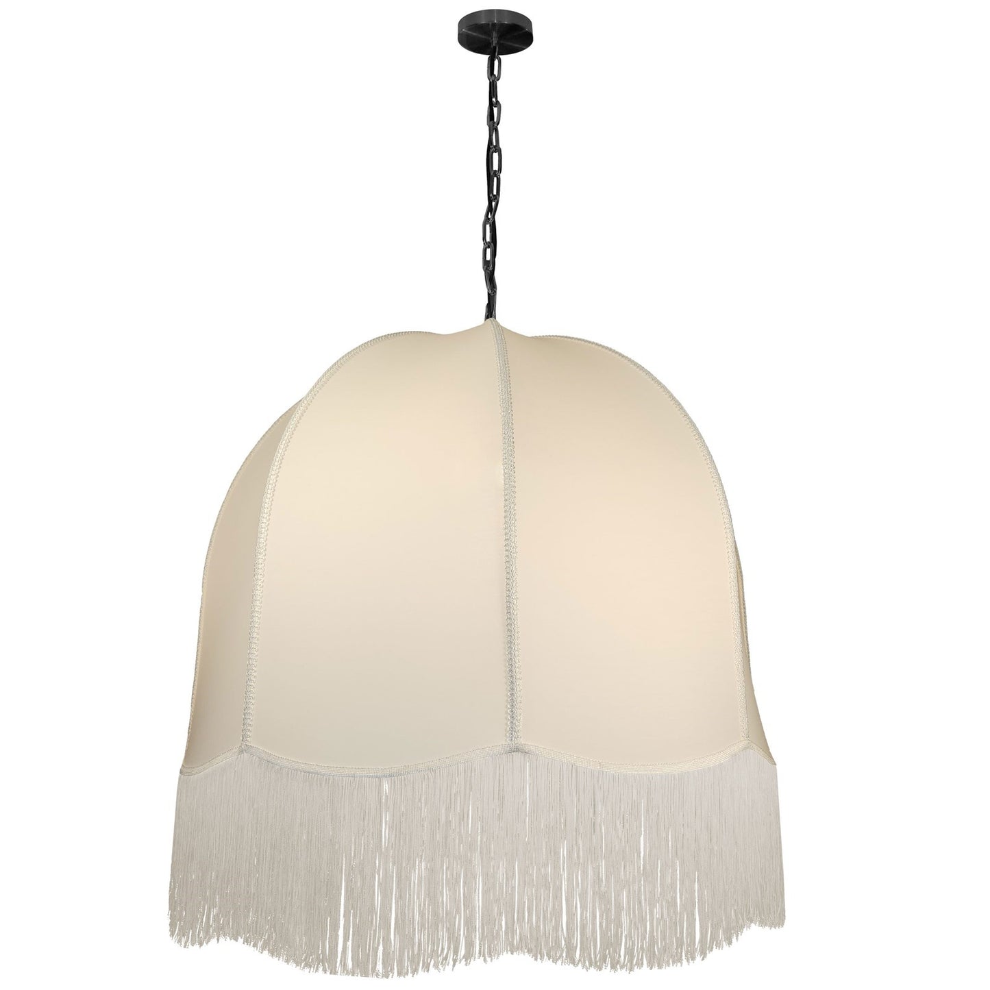 Dainolite Reina 30in 1-Light Pendant | Traditional Matte Black and White Fabric Bell Shade | Dining Room & Entryway | 30 x 30 x 30 in | Model REN-301P-MB