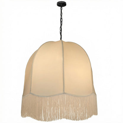 Dainolite Reina 30in 1-Light Pendant | Traditional Matte Black and White Fabric Bell Shade | Dining Room & Entryway | 30 x 30 x 30 in | Model REN-301P-MB