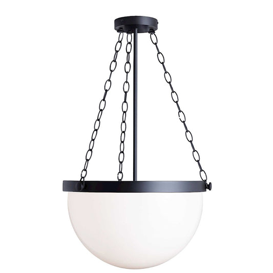 Dainolite Rhonda 15in 1-Light Pendant | Transitional Matte Black and White Glass | Living Room & Hallway | 15.5 x 15.5 x 9.5 in | Model RHO-151P-MB