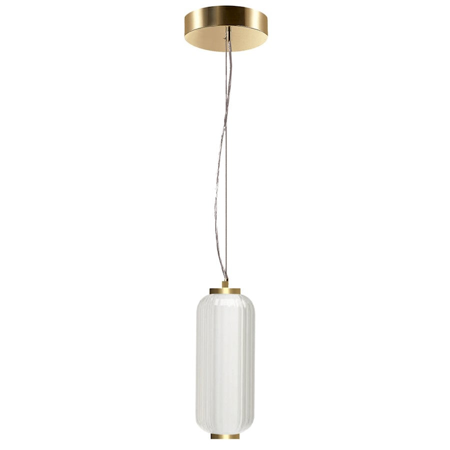 Dainolite Ramona 12.5in 1-Light LED Pendant | Transitional Aged Brass and Clear Fluted Glass | Kitchen Island & Hallway | Model RMA-1210LEDP-AGB