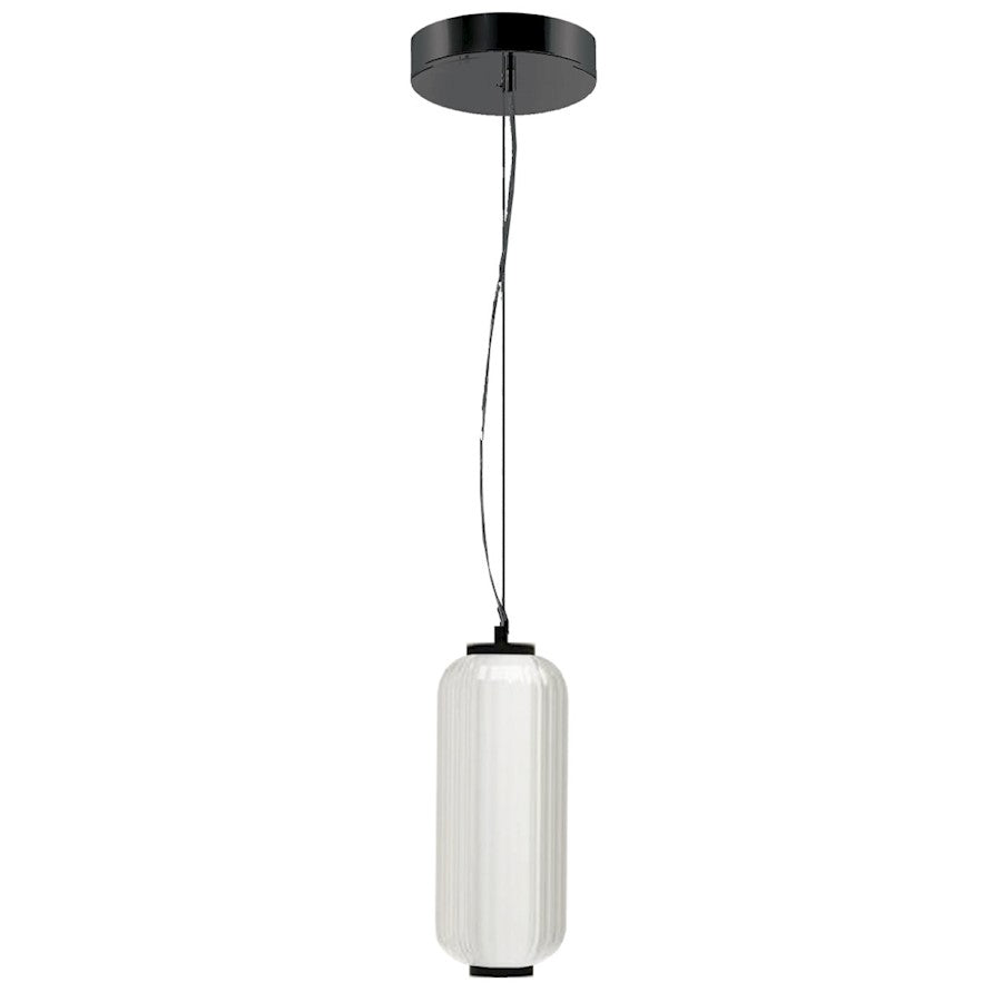 Dainolite Ramona 12.5in 1-Light LED Pendant | Transitional Matte Black and Clear Fluted Glass | Kitchen Island & Hallway | Model RMA-1210LEDP-MB
