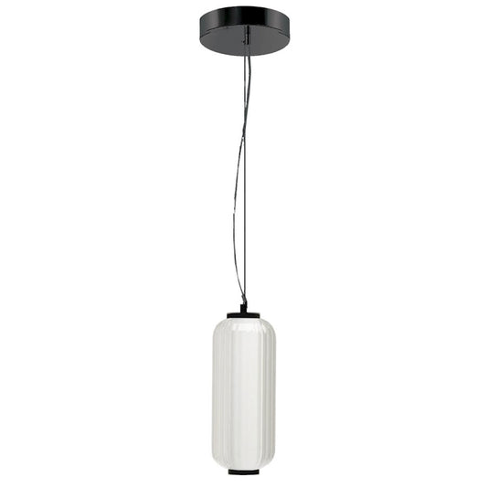 Dainolite Ramona 12.5in 1-Light LED Pendant | Transitional Matte Black and Clear Fluted Glass | Kitchen Island & Hallway | Model RMA-1210LEDP-MB