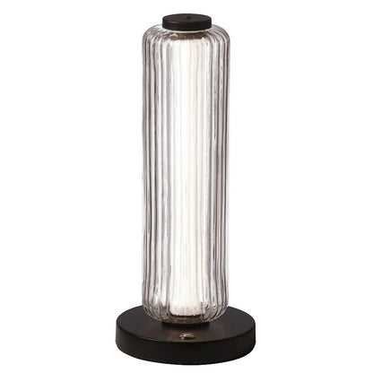 Dainolite Ramona 15in 1-Light Table Lamp | Contemporary Matte Black and Clear Glass | Bedroom & Office Desk | 490 Lumens | Model RMA-1510LEDT-MB