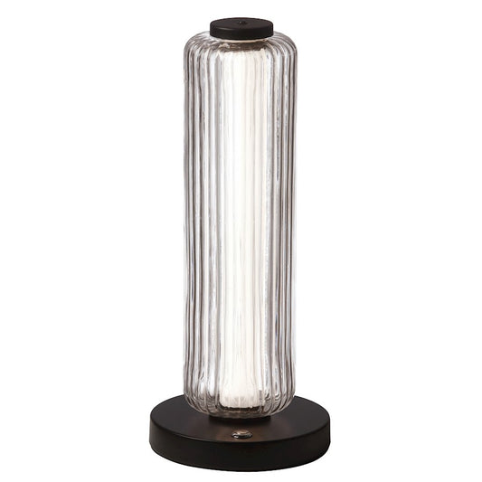 Dainolite Ramona 15in 1-Light Table Lamp | Contemporary Matte Black and Clear Glass | Bedroom & Office Desk | 490 Lumens | Model RMA-1510LEDT-MB