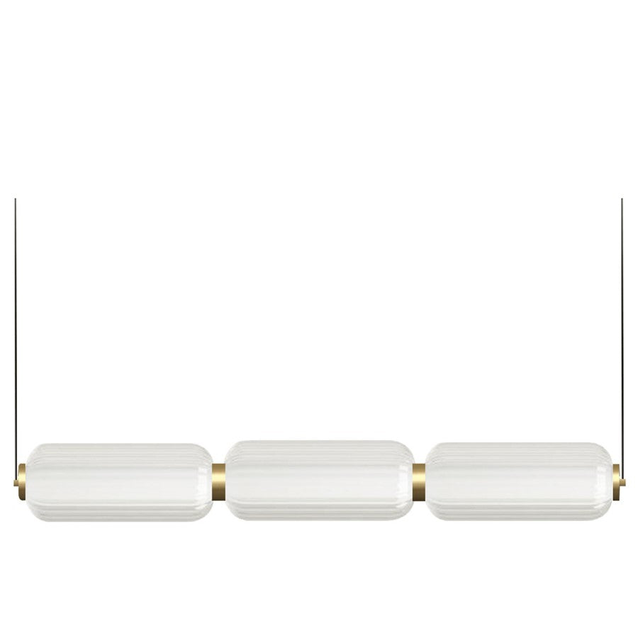 Dainolite Ramona 38in 1-Light Horizontal Pendant | Transitional Aged Brass and Clear Glass | Kitchen Island & Dining Room | Model RMA-3830LEDHP-AGB