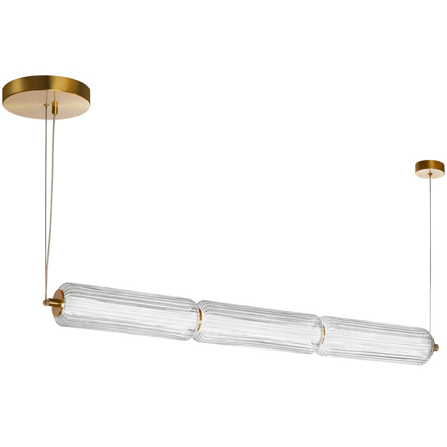 Dainolite Ramona 38in 1-Light Horizontal Pendant | Transitional Aged Brass and Clear Glass | Kitchen Island & Dining Room | Model RMA-3830LEDHP-AGB