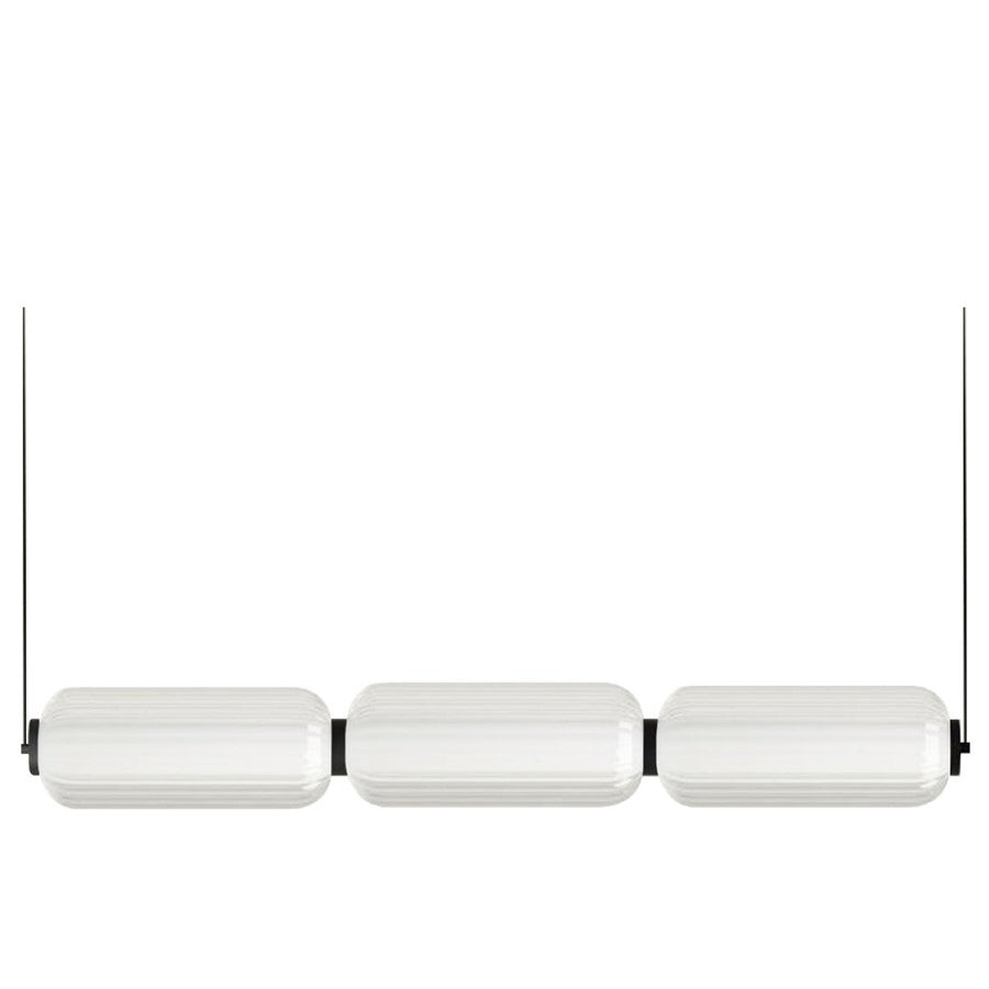 Dainolite Ramona 38in 1-Light Horizontal Pendant | Transitional Matte Black and Clear Glass | Kitchen Island & Dining Room | Model RMA-3830LEDHP-MB