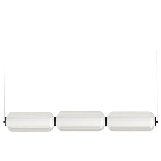 Dainolite Ramona 38in 1-Light Horizontal Pendant | Transitional Matte Black and Clear Glass | Kitchen Island & Dining Room | Model RMA-3830LEDHP-MB
