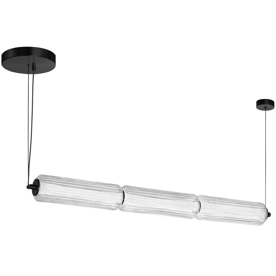 Dainolite Ramona 38in 1-Light Horizontal Pendant | Transitional Matte Black and Clear Glass | Kitchen Island & Dining Room | Model RMA-3830LEDHP-MB
