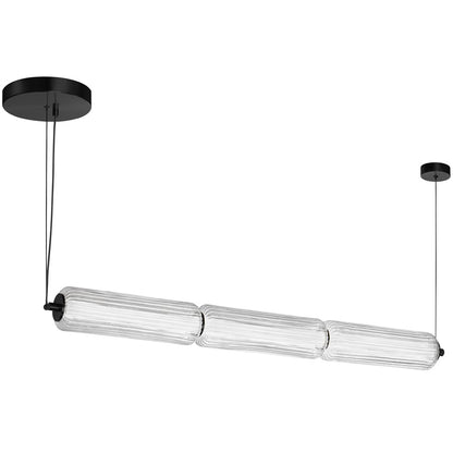 Dainolite Ramona 38in 1-Light Horizontal Pendant | Transitional Matte Black and Clear Glass | Kitchen Island & Dining Room | Model RMA-3830LEDHP-MB
