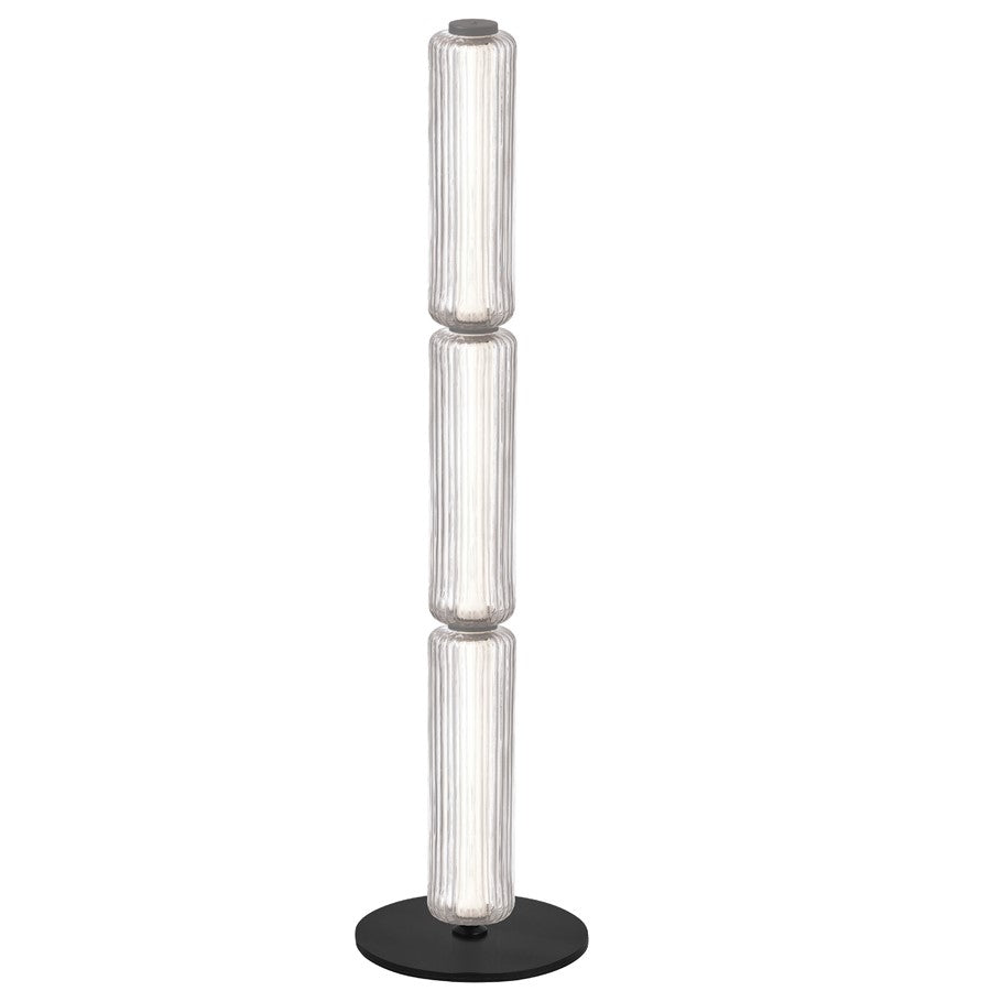 Dainolite Ramona 43in LED Floor Lamp | Contemporary Matte Black and Clear Glass | Living Room & Great Room | 4 x 4 x 43 in | Model RMA-4530LEDF-MB