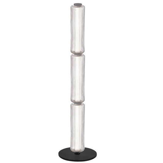 Dainolite Ramona 43in LED Floor Lamp | Contemporary Matte Black and Clear Glass | Living Room & Great Room | 4 x 4 x 43 in | Model RMA-4530LEDF-MB