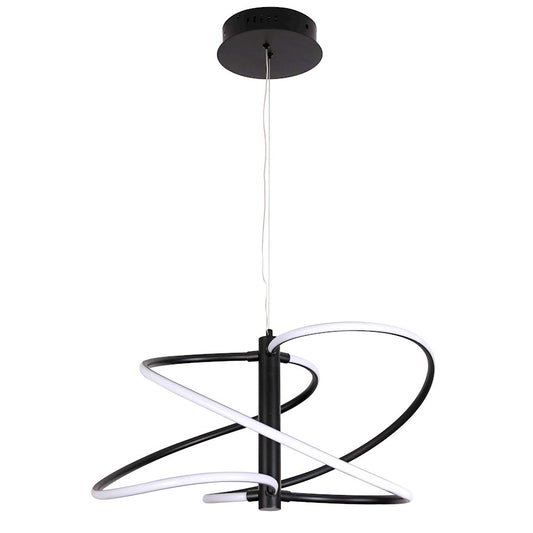Dainolite Romy 24in 1-Light Pendant | Contemporary Matte Black and White Silicone | Kitchen Island & Dining Room | Model ROM-2433LEDP-MB