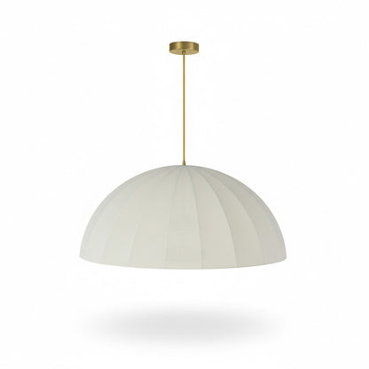 Dainolite Ronny 30in 1-Light Pendant | Transitional Aged Brass and Beige Fabric Dome | Dining Room & Entryway | 30 x 30 x 18 in | Model RON-301P-AGB
