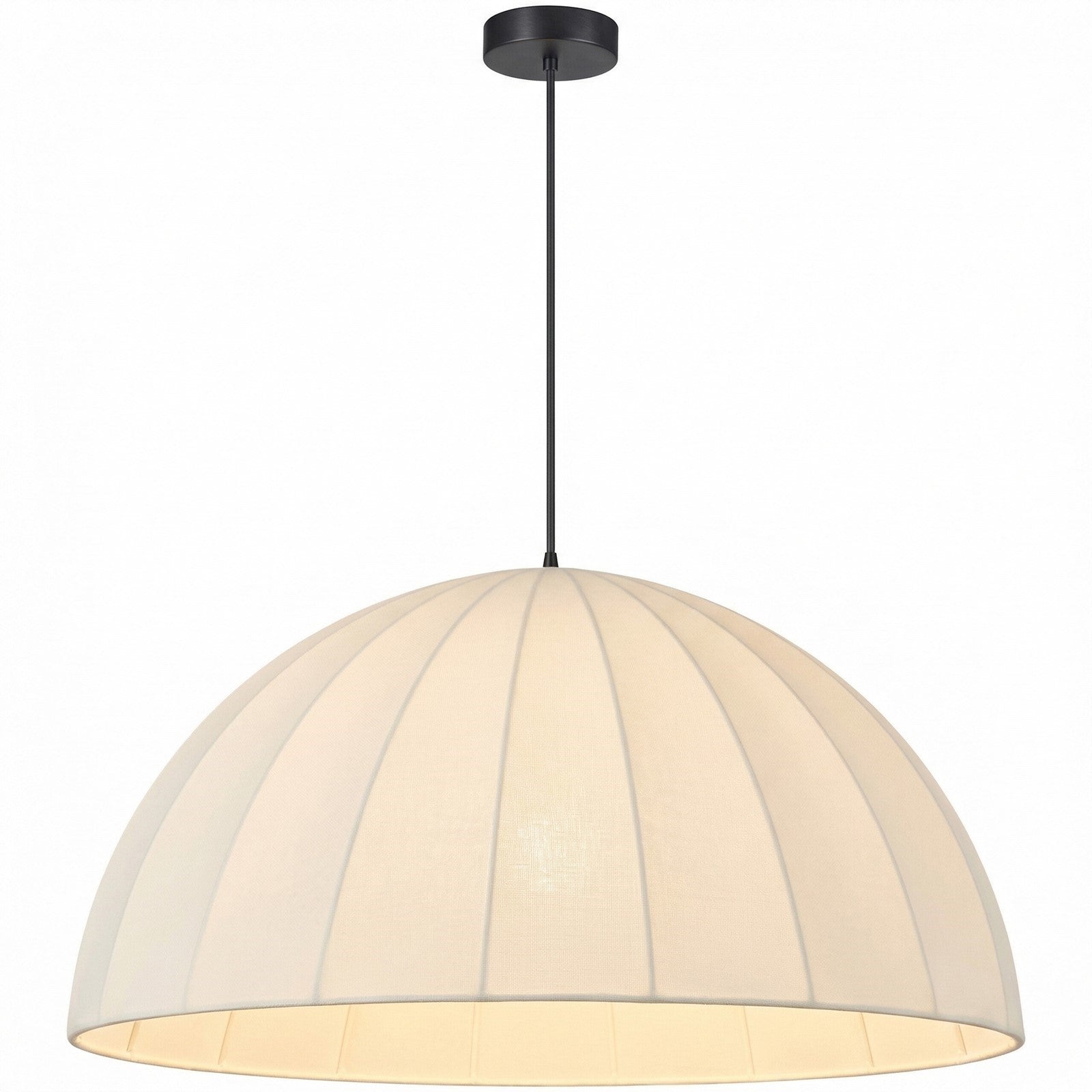 Dainolite Ronny 30in 1-Light Pendant | Transitional Matte Black Metal and Beige Fabric Shade | Dining Room & Entryway | 30 x 30 x 18 in | Model RON-301P-MB