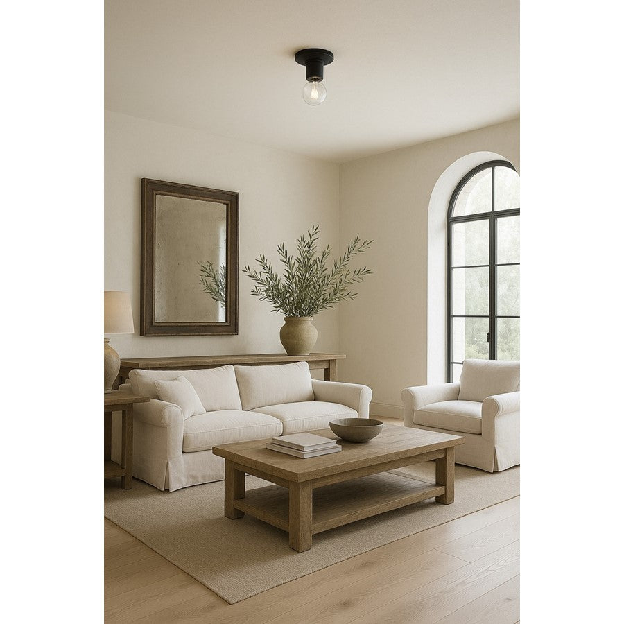Dainolite Roswell 5in 1-Light Flush Mount | Matte Black Metal Transitional | Hallway & Bathroom | 4.75 x 4.75 x 3.25 in | Model RSW-41FH-MB