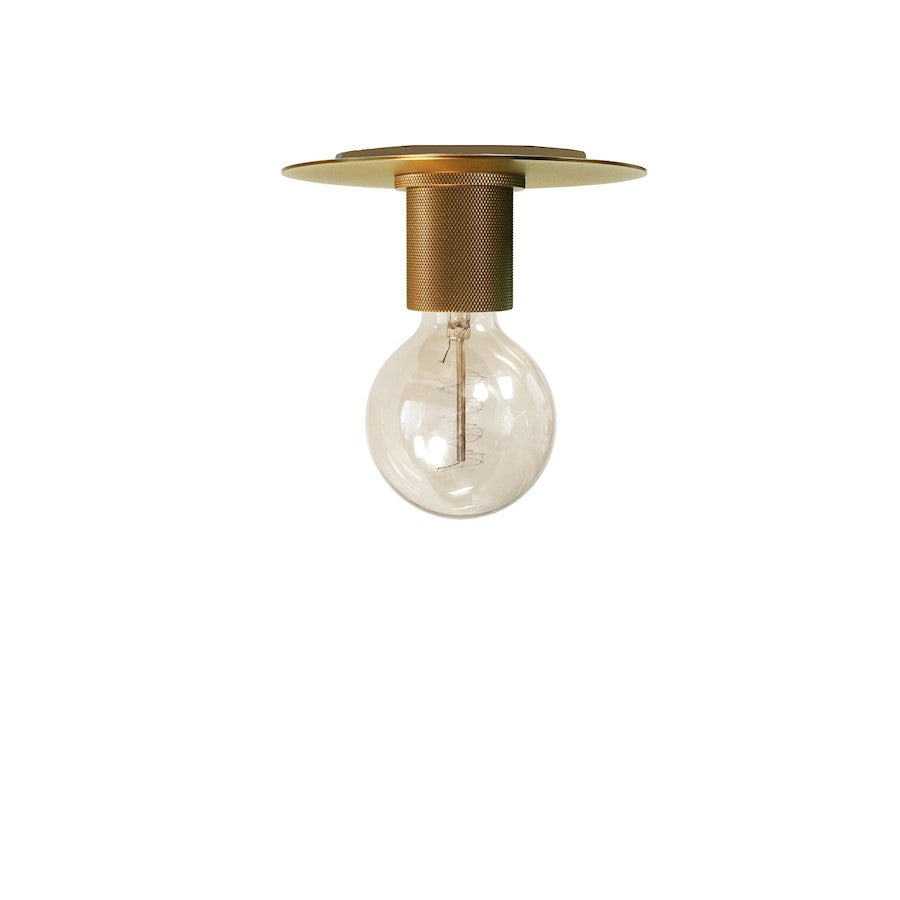Dainolite Roswell 8in 1-Light Flush Mount | Transitional Aged Brass Metal | Hallway & Bedroom Ceiling Light | 8 x 8 x 3 in | Model RSW-61FH-AGB