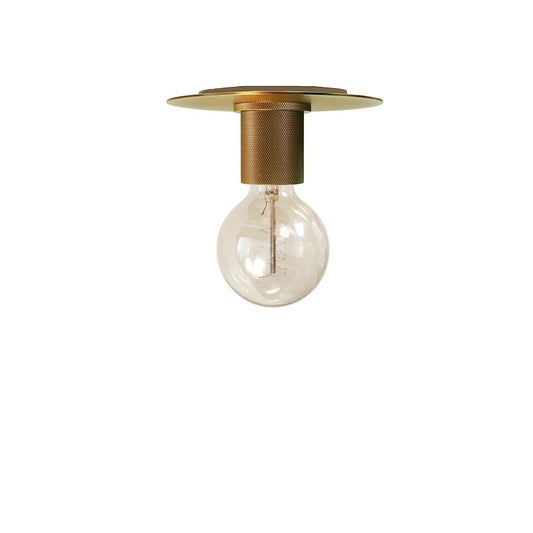 Dainolite Roswell 8in 1-Light Flush Mount | Transitional Aged Brass Metal | Hallway & Bedroom Ceiling Light | 8 x 8 x 3 in | Model RSW-61FH-AGB
