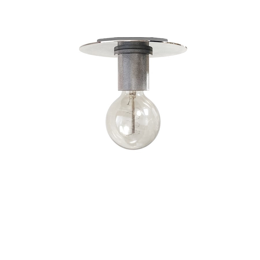 Dainolite Roswell 8in 1-Light Flush Mount | Transitional Polished Chrome Metal | Hallway & Bathroom Ceiling Light | 7.9 x 7.9 x 3.3 in | Model RSW-61FH-PC