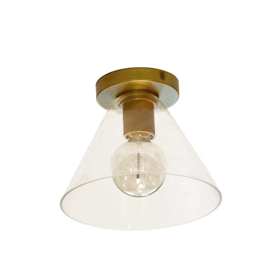 Dainolite Roswell 9in 1-Light Flush Mount | Transitional Aged Brass and Clear Glass | Hallway & Bathroom | 9 x 9 x 7 in | Model RSW-91FH-AGB-CLR