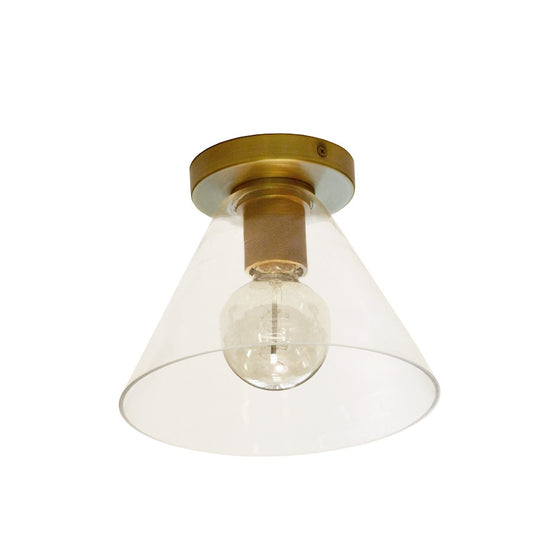 Dainolite Roswell 9in 1-Light Flush Mount | Transitional Aged Brass and Clear Glass | Hallway & Bathroom | 9 x 9 x 7 in | Model RSW-91FH-AGB-CLR